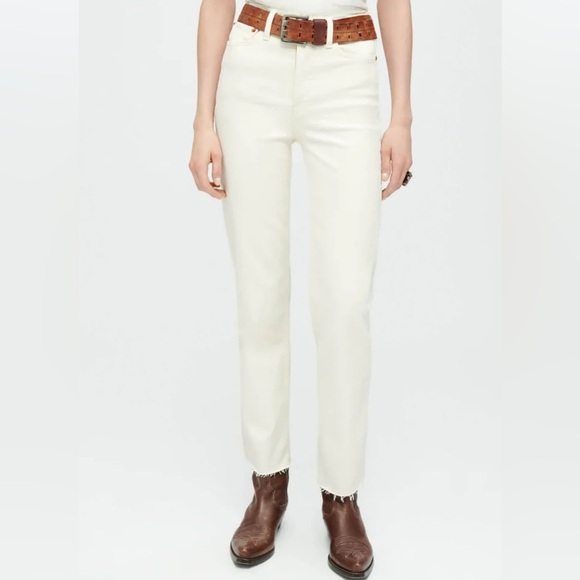 Re/Done Denim - NWT RE/DONE High Rise Stove Pipe Jeans Comfort Stretch Raw Hem Ecru 23